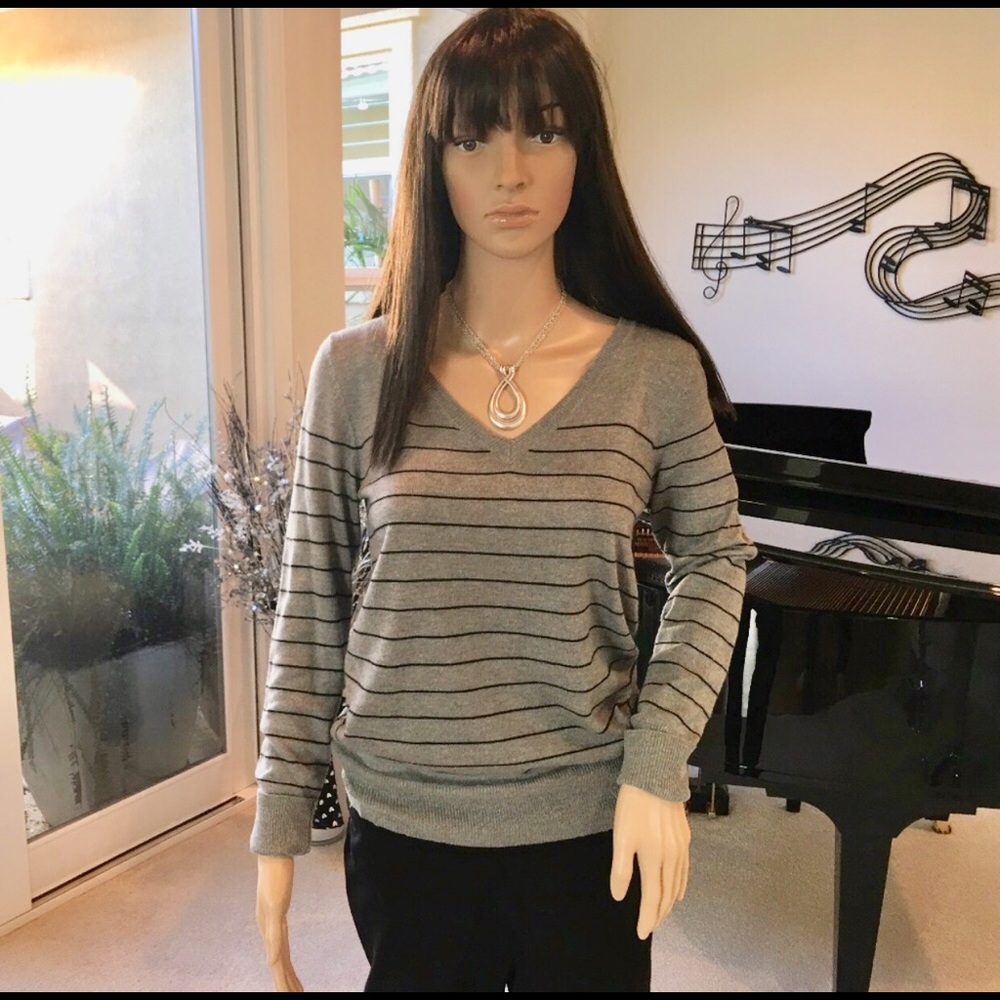 Mossimo V Neck Striped Long Sleeve Sweater